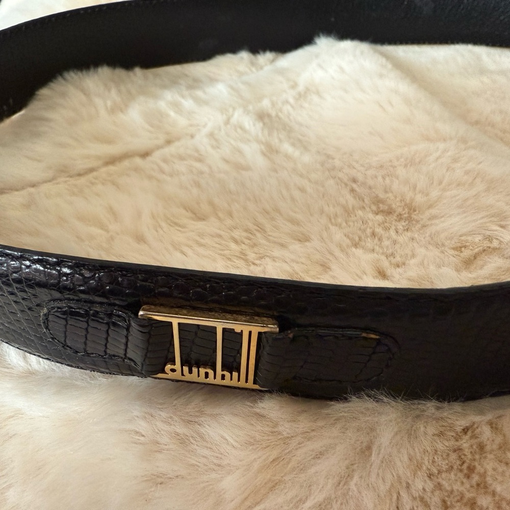 Black Leather Belt with Gold Buckle